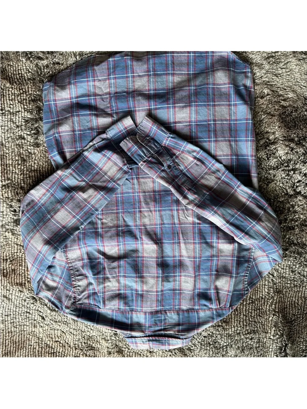 J. Crew Men's Plaid Button-Down Shirt in Blue, Gray and Red